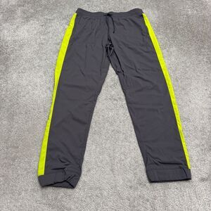 Fabletics Nylon Blend Jogger Pants Mens Medium Gray Yellow Elastic Waist 32x29